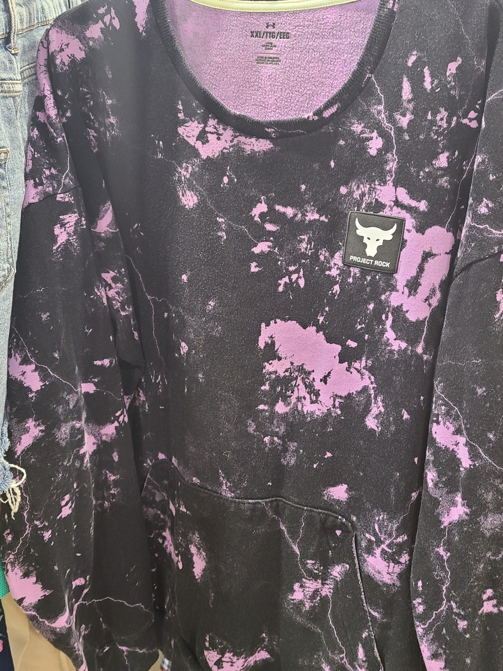 Under Armour Project Rock Black and Purple Tie-Dye Sweatshirt